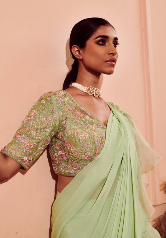 Mint Breeze Drape Saree