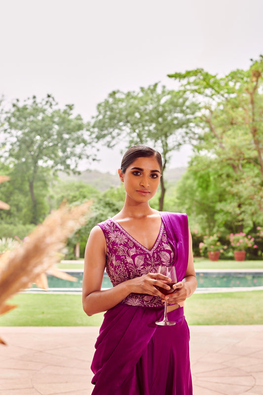 Royal Magenta Drape Saree