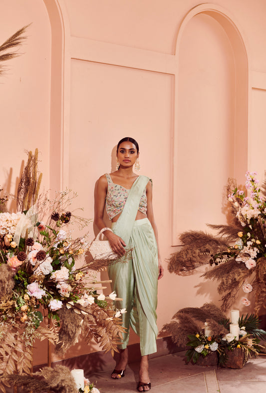 Sage Courtyard Drape Saree