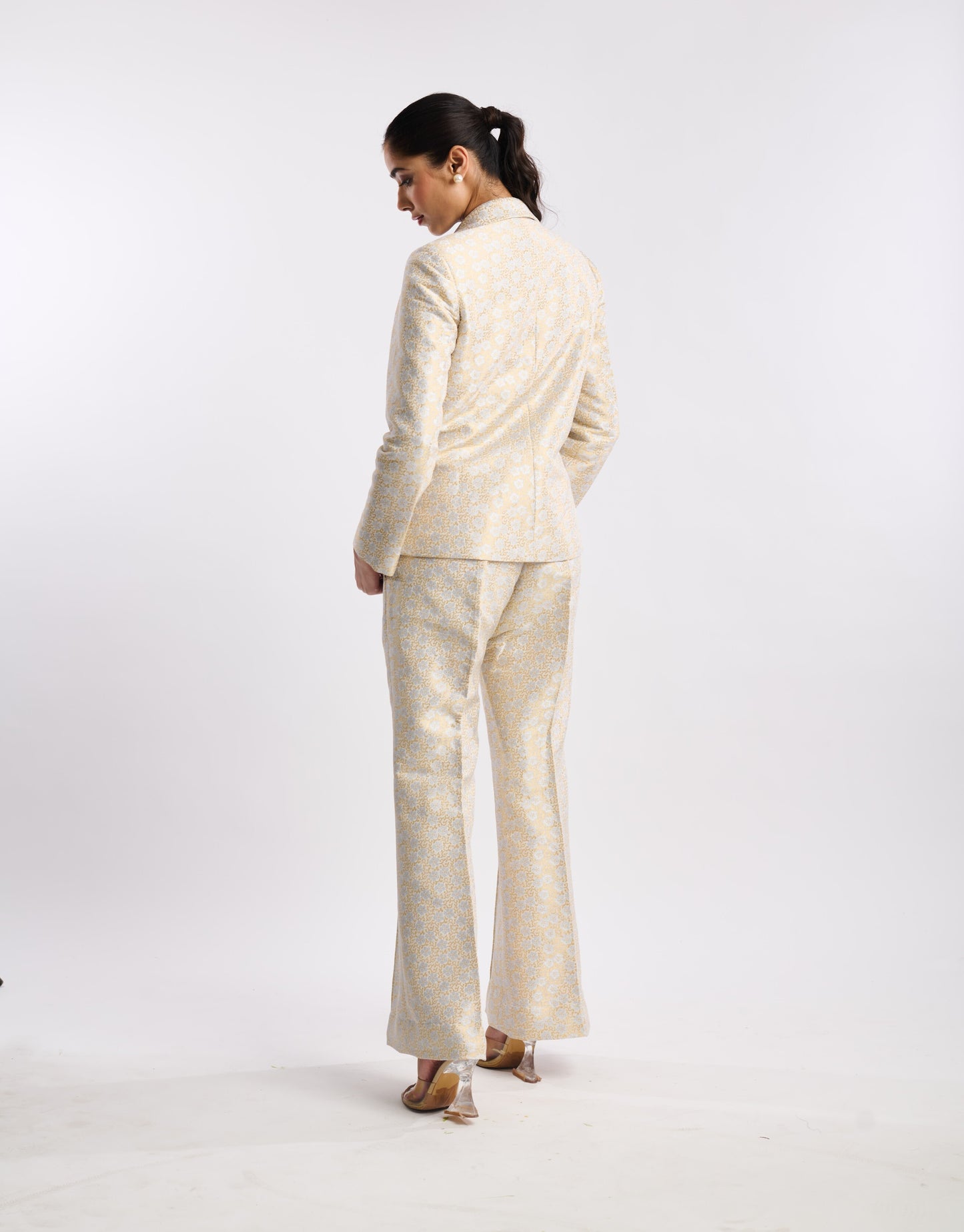 Ivory Rosette Brocade Suit