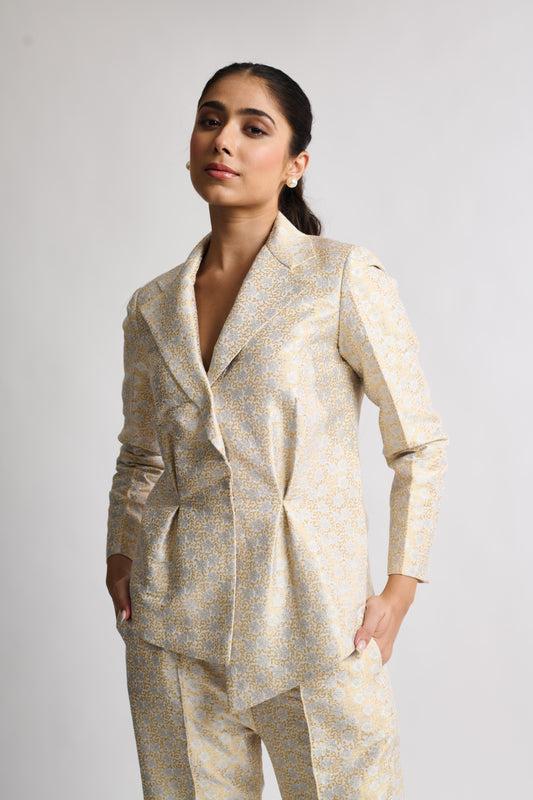 Ivory Rosette Brocade Suit