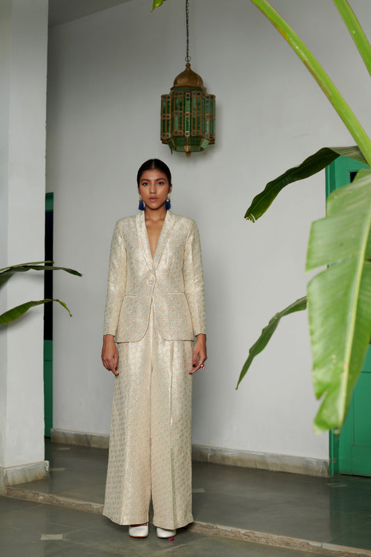 Champagne Banarasi Power Suit