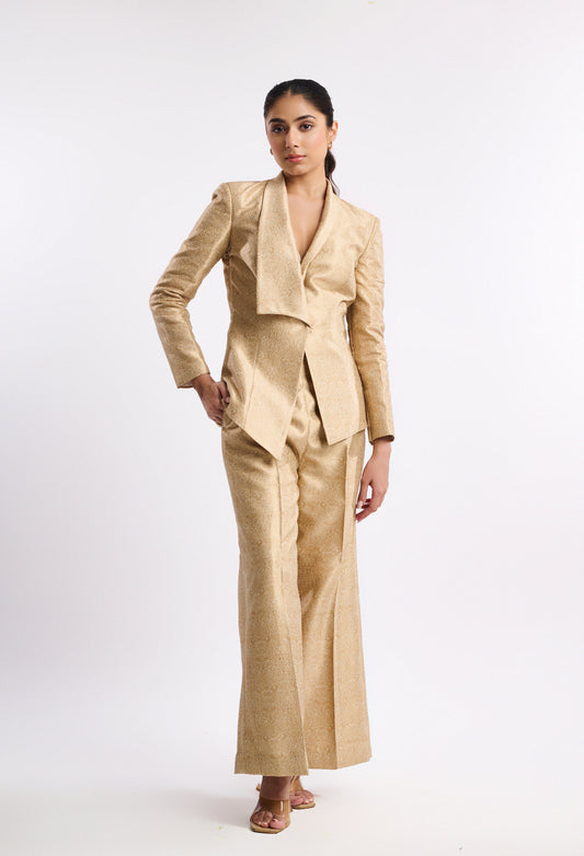 Champagne Floral Brocade Suit