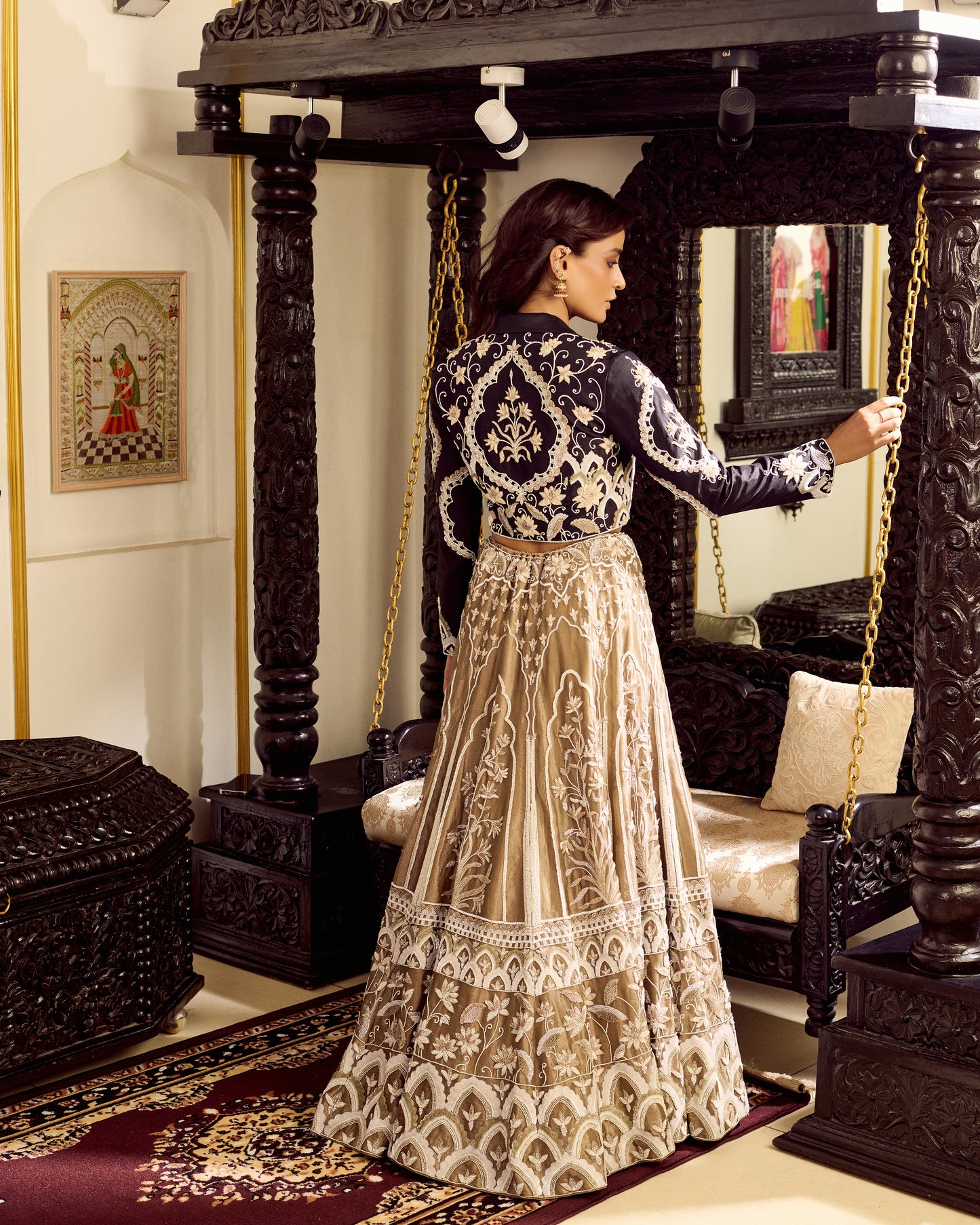 Champagne Noir Lehenga