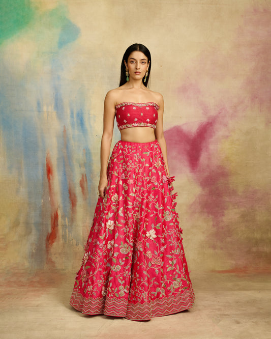 Coral Butterfly Bloom Lehenga
