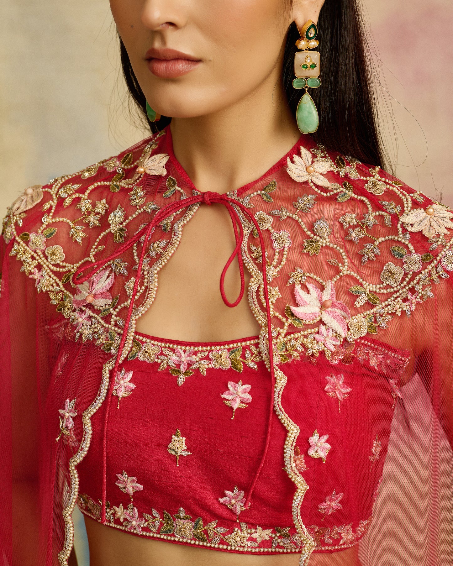 Coral Butterfly Bloom Lehenga