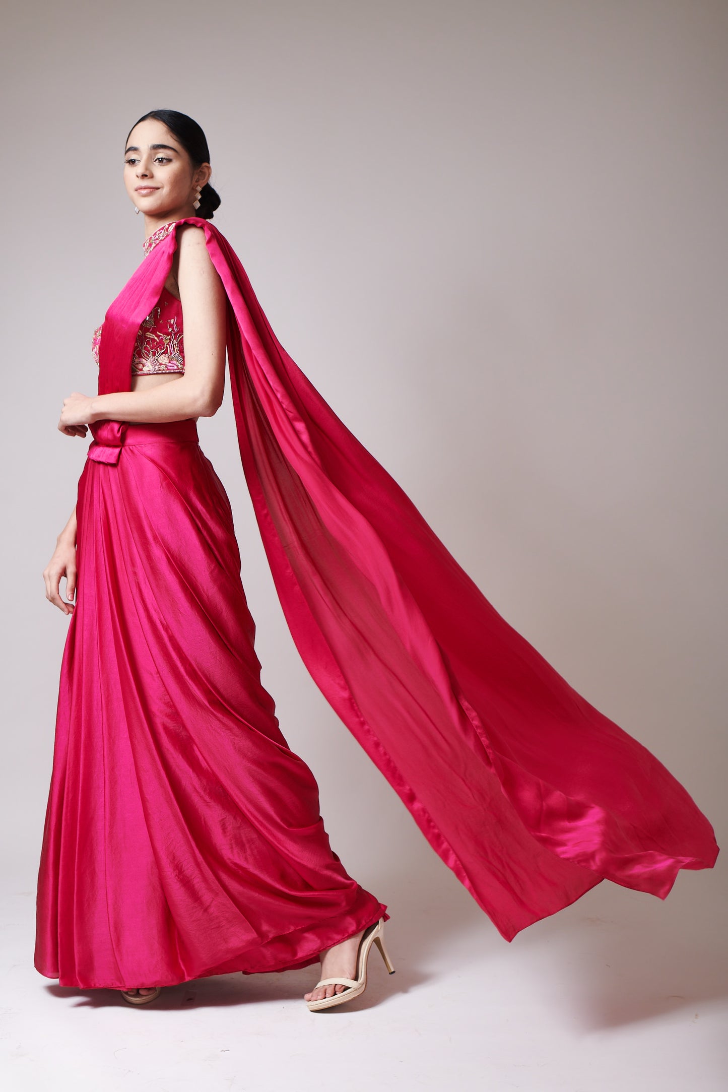 Fuchsia Reverie Drape Saree