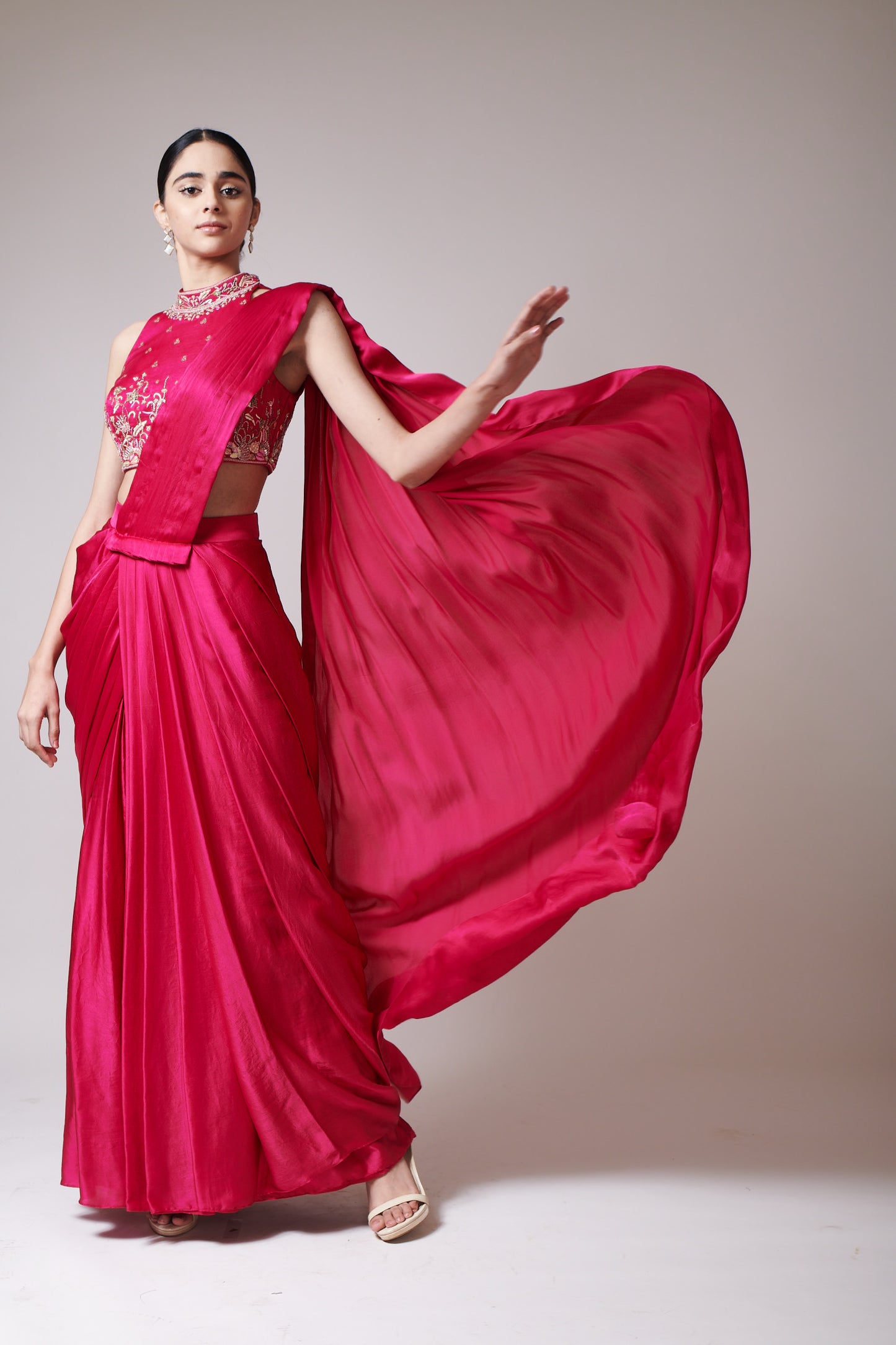 Fuchsia Reverie Drape Saree