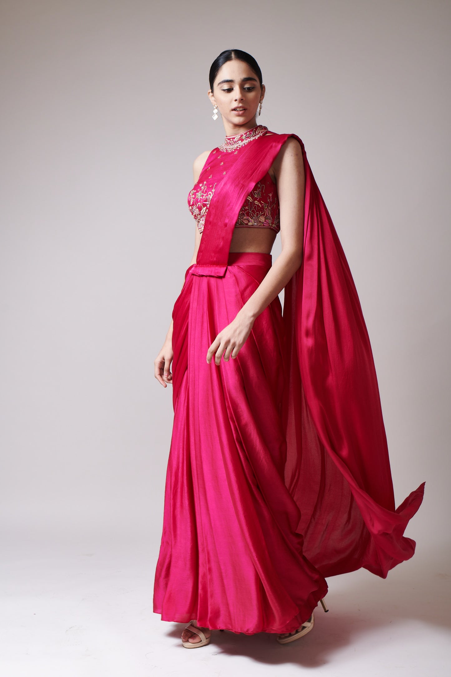 Fuchsia Reverie Drape Saree