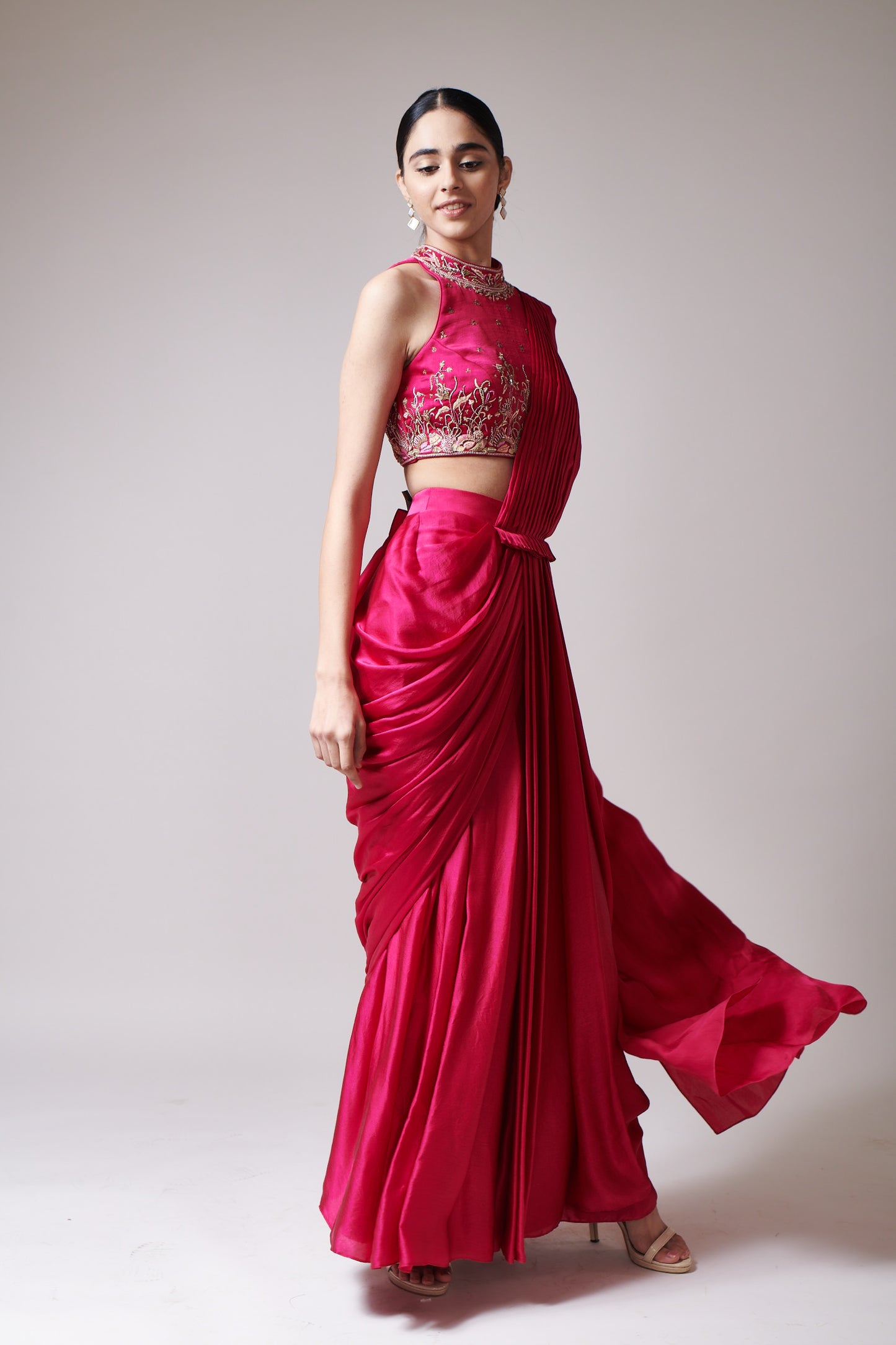 Fuchsia Reverie Drape Saree