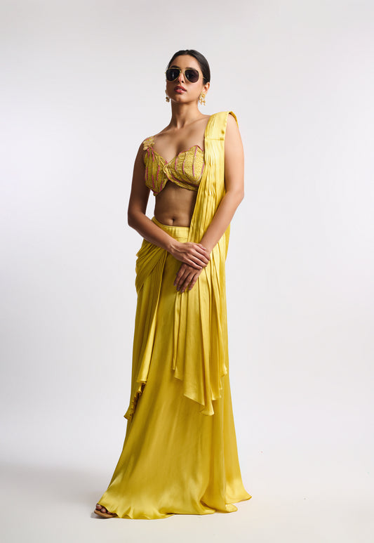 Golden Soleil Drape Saree