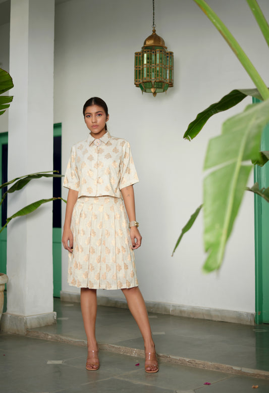 Ivory Bamboo Brocade Co-ord Set