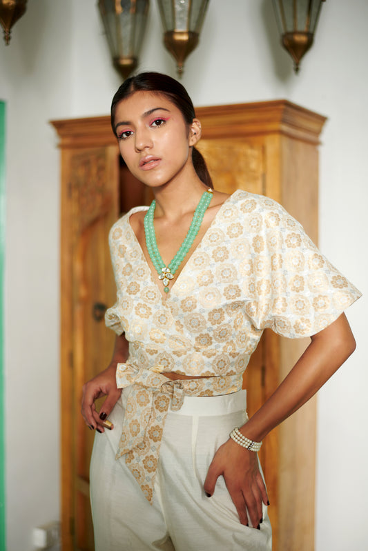 Ivory Banarasi Crop Co-ord