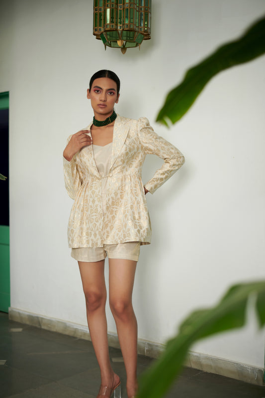 Ivory Banarasi Romper Set