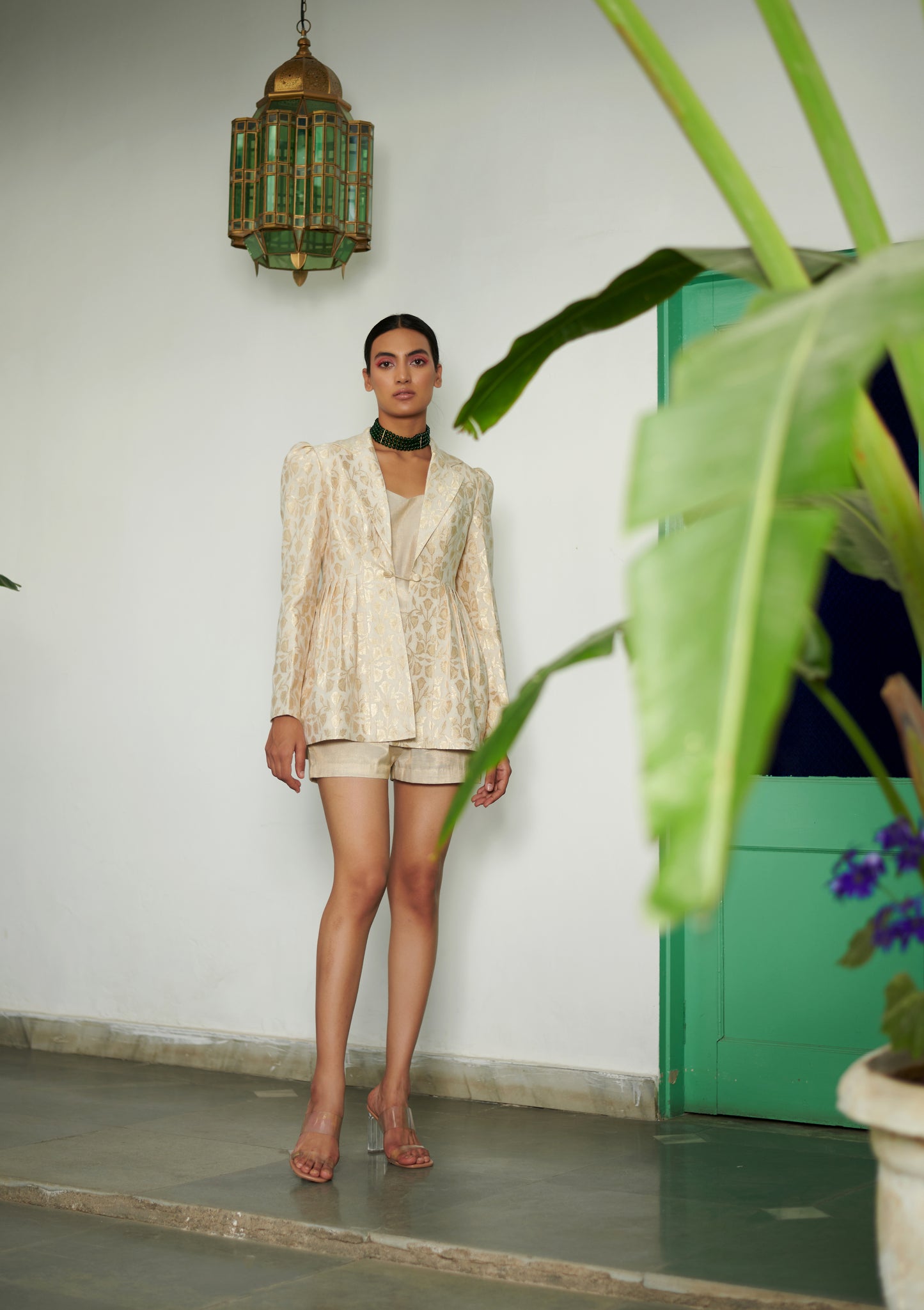 Ivory Banarasi Romper Set