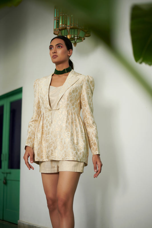 Ivory Banarasi Romper Set