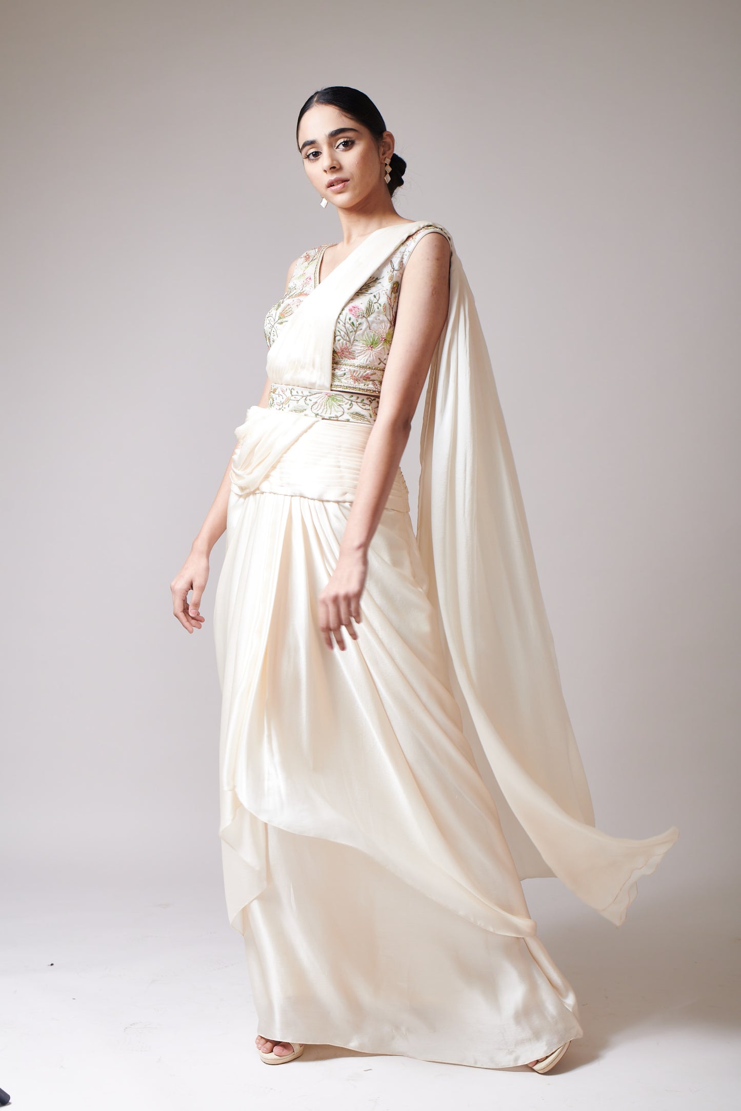 Ivory Lumina Drape Saree