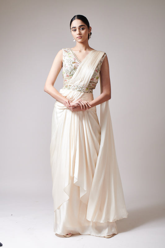 Ivory Lumina Drape Saree