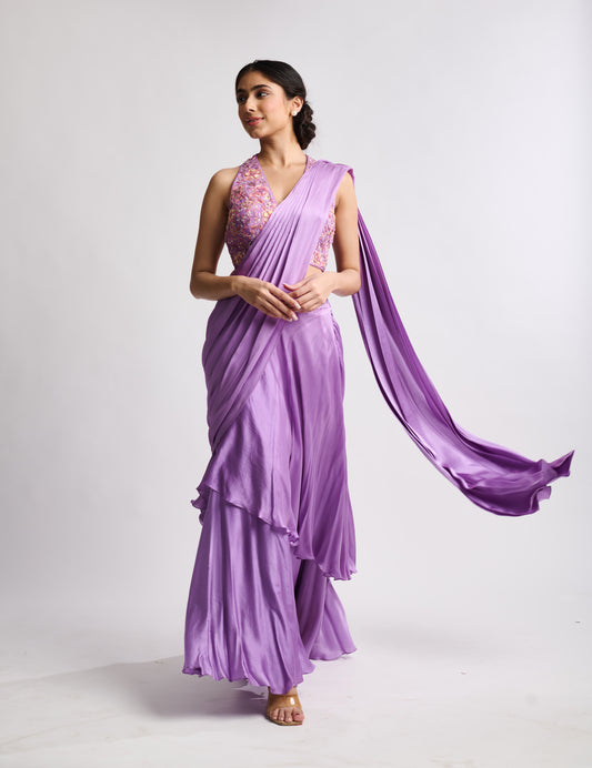 Lavender Twilight Drape Saree
