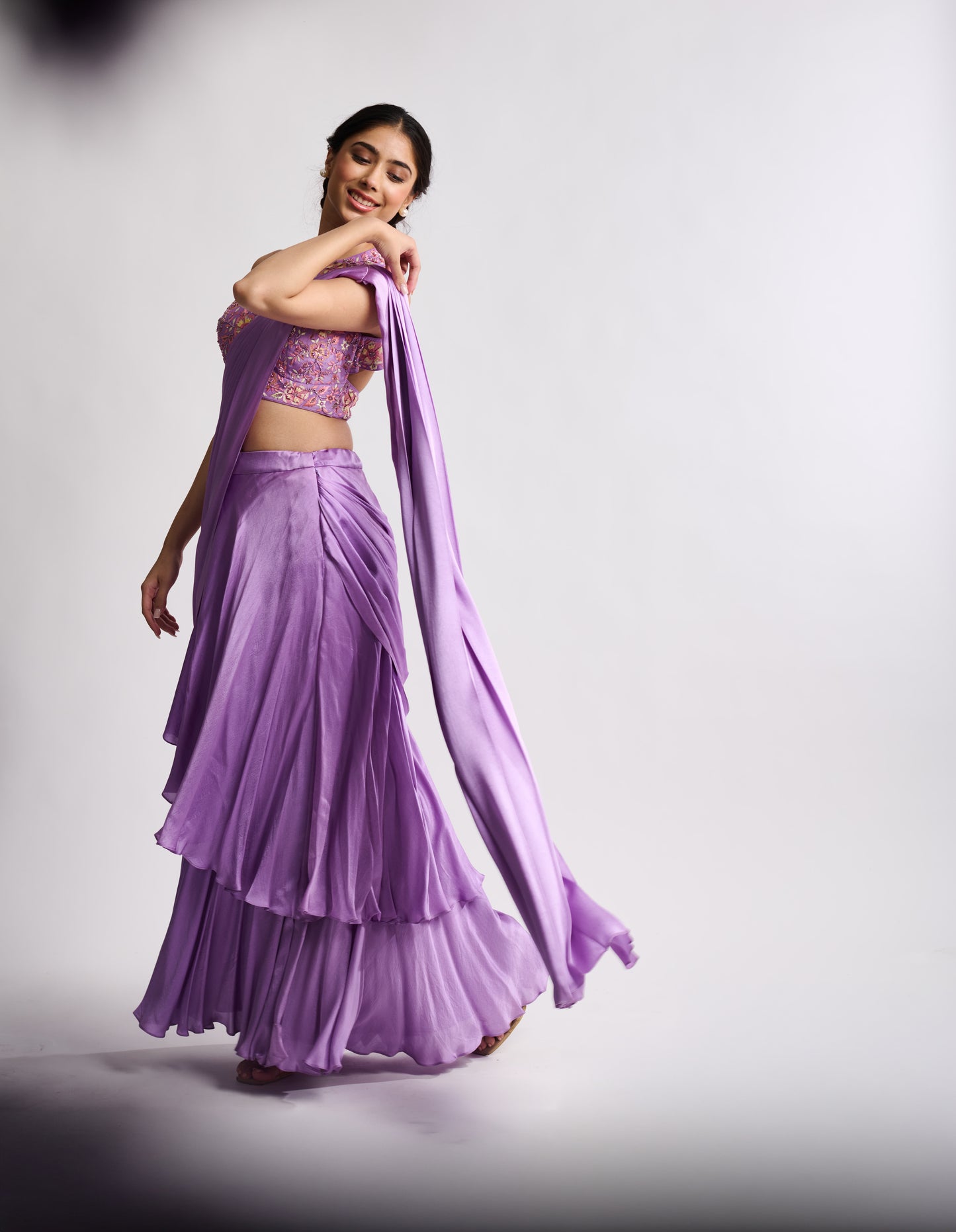 Lavender Twilight Drape Saree