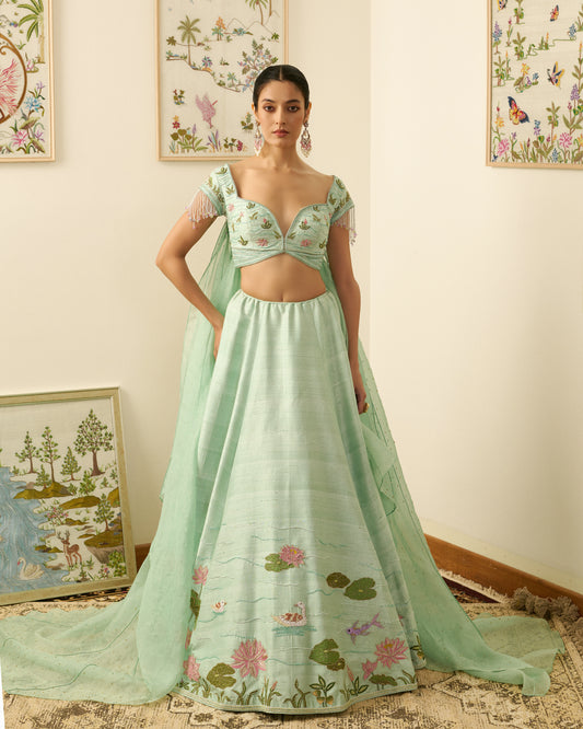 Lotus Lake Swan Lehenga