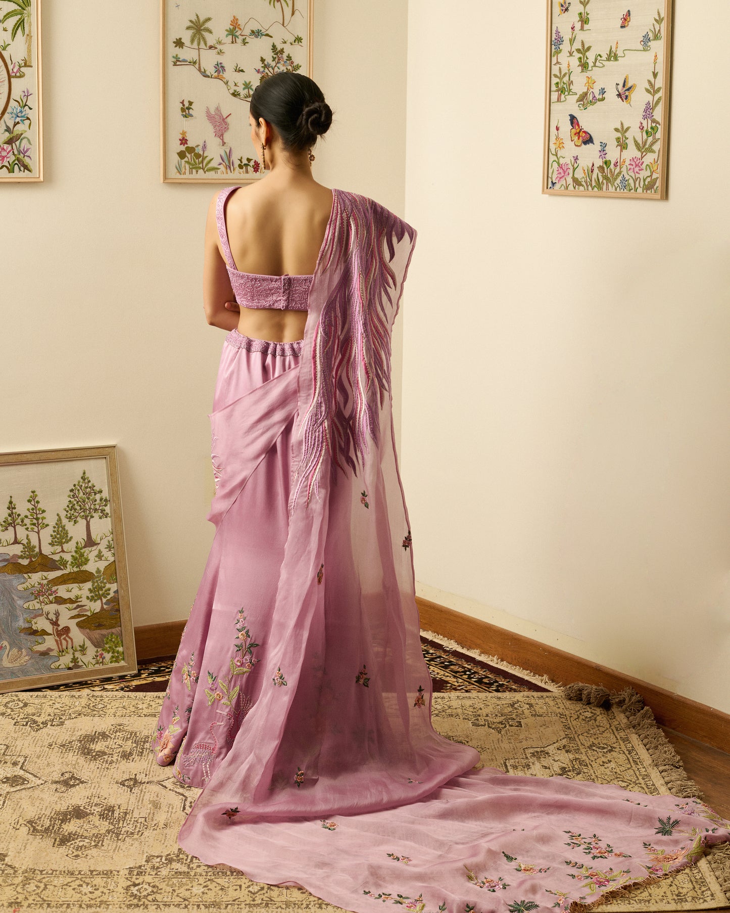 Mauve Blossom Drape Saree