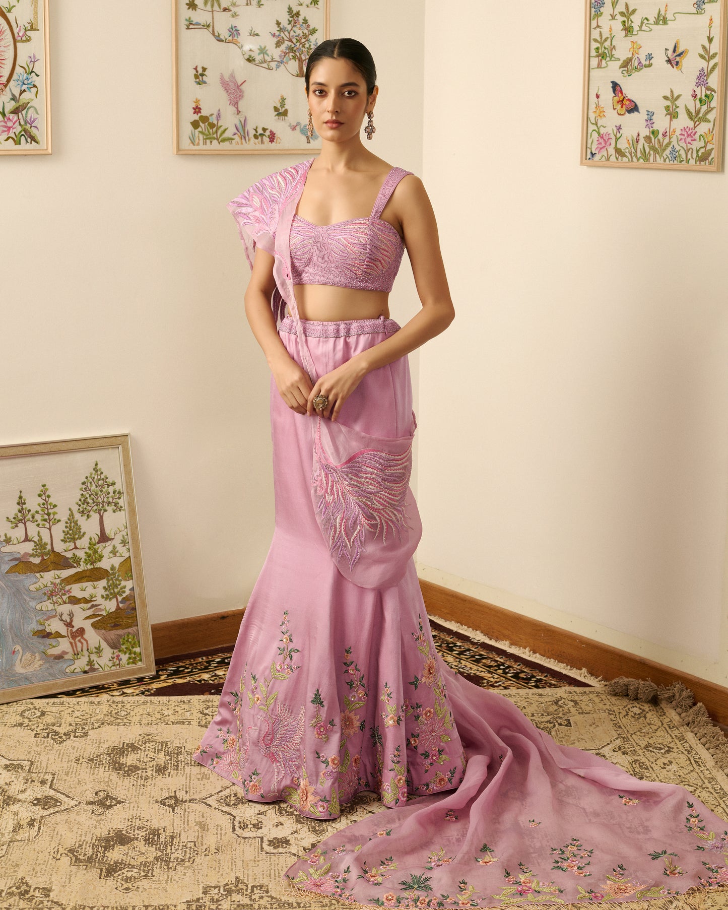 Mauve Blossom Drape Saree