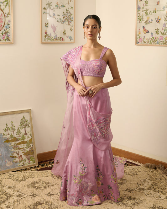 Mauve Blossom Drape Saree