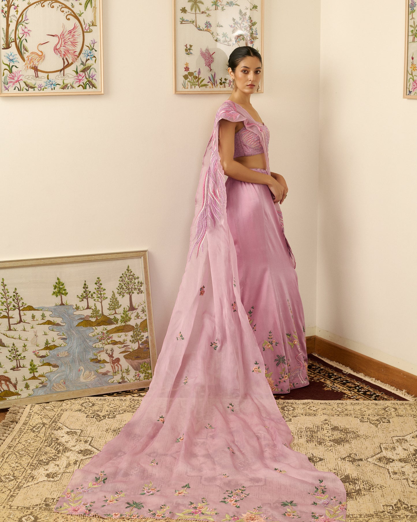 Mauve Blossom Drape Saree