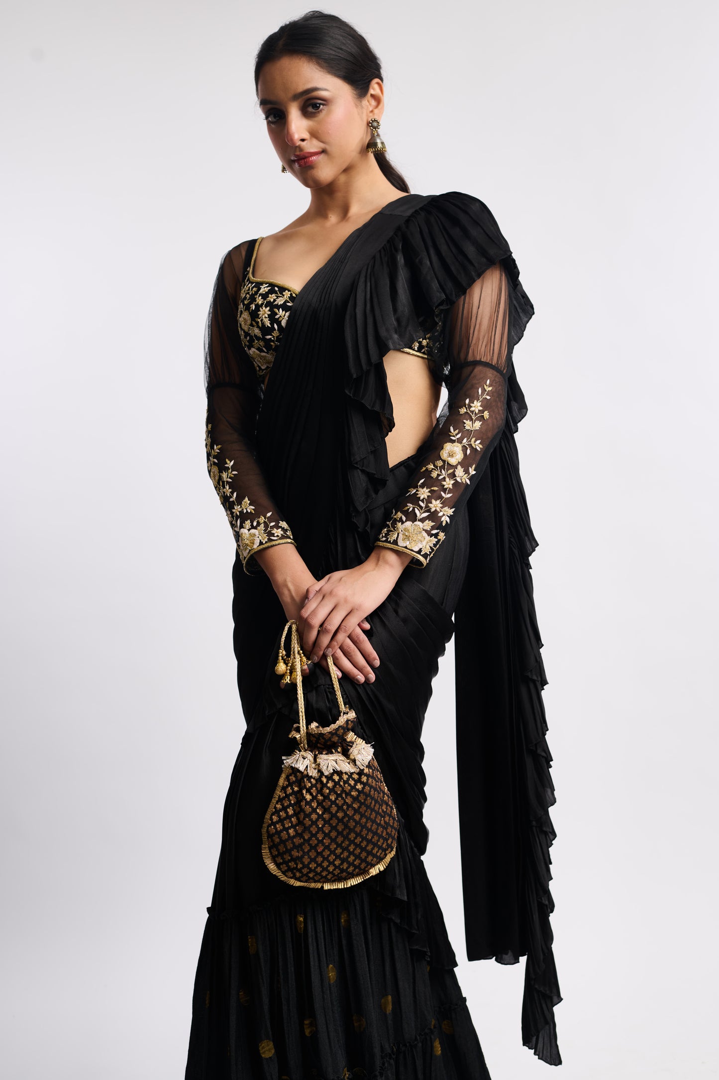 Midnight Banarasi Drape Saree