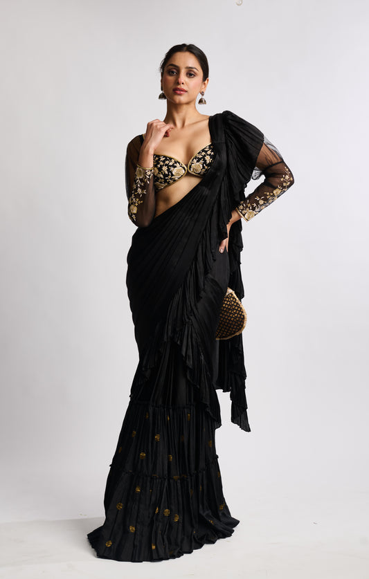 Midnight Banarasi Drape Saree