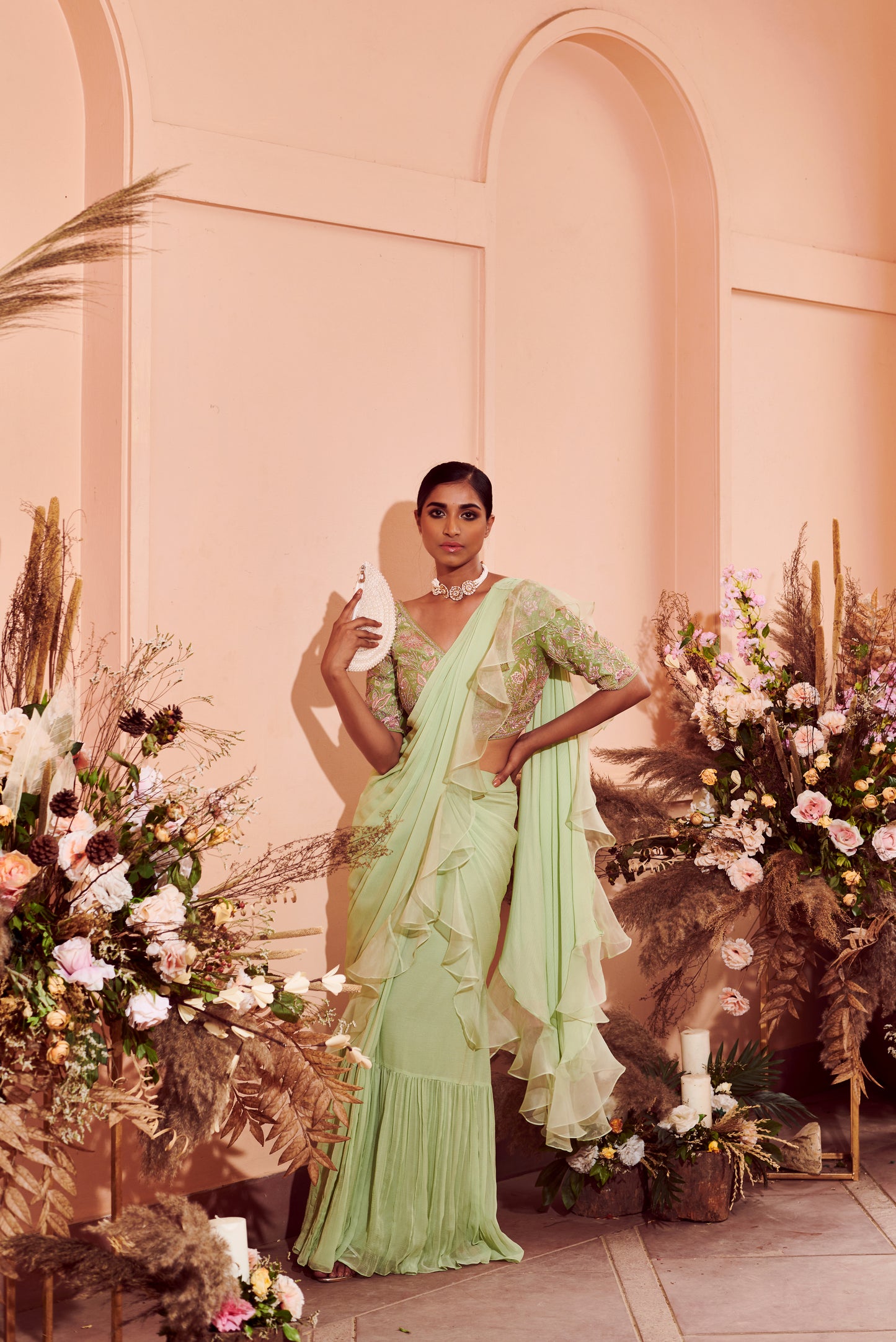 Mint Breeze Drape Saree