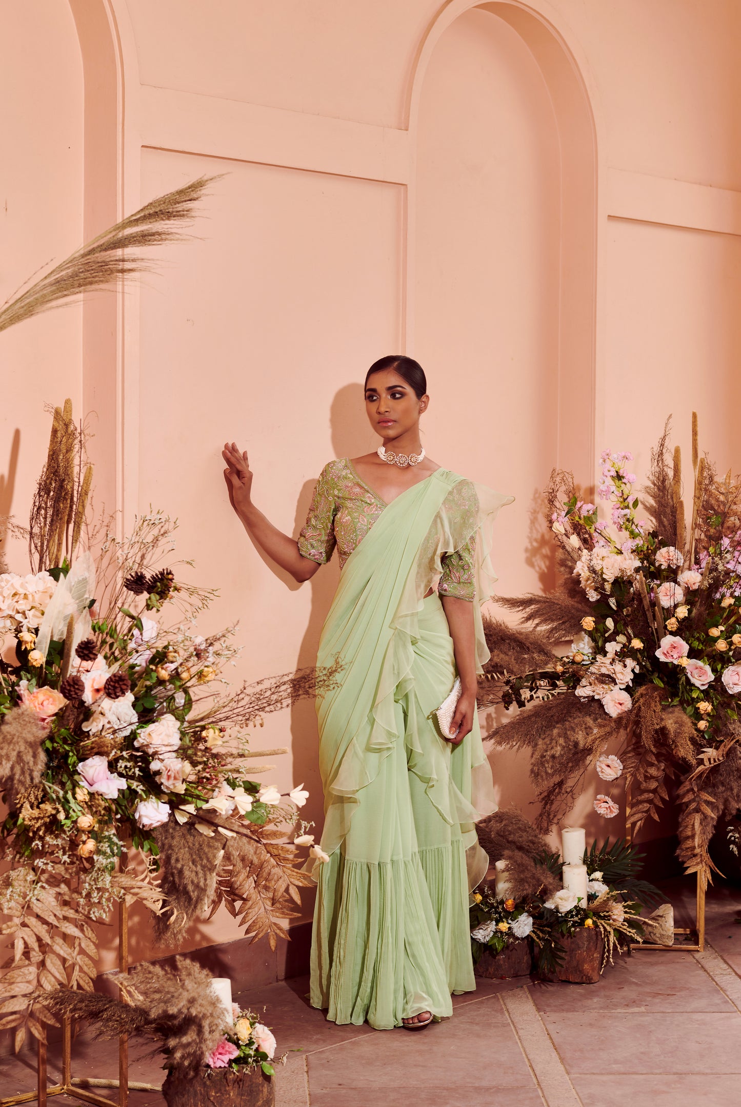 Mint Breeze Drape Saree