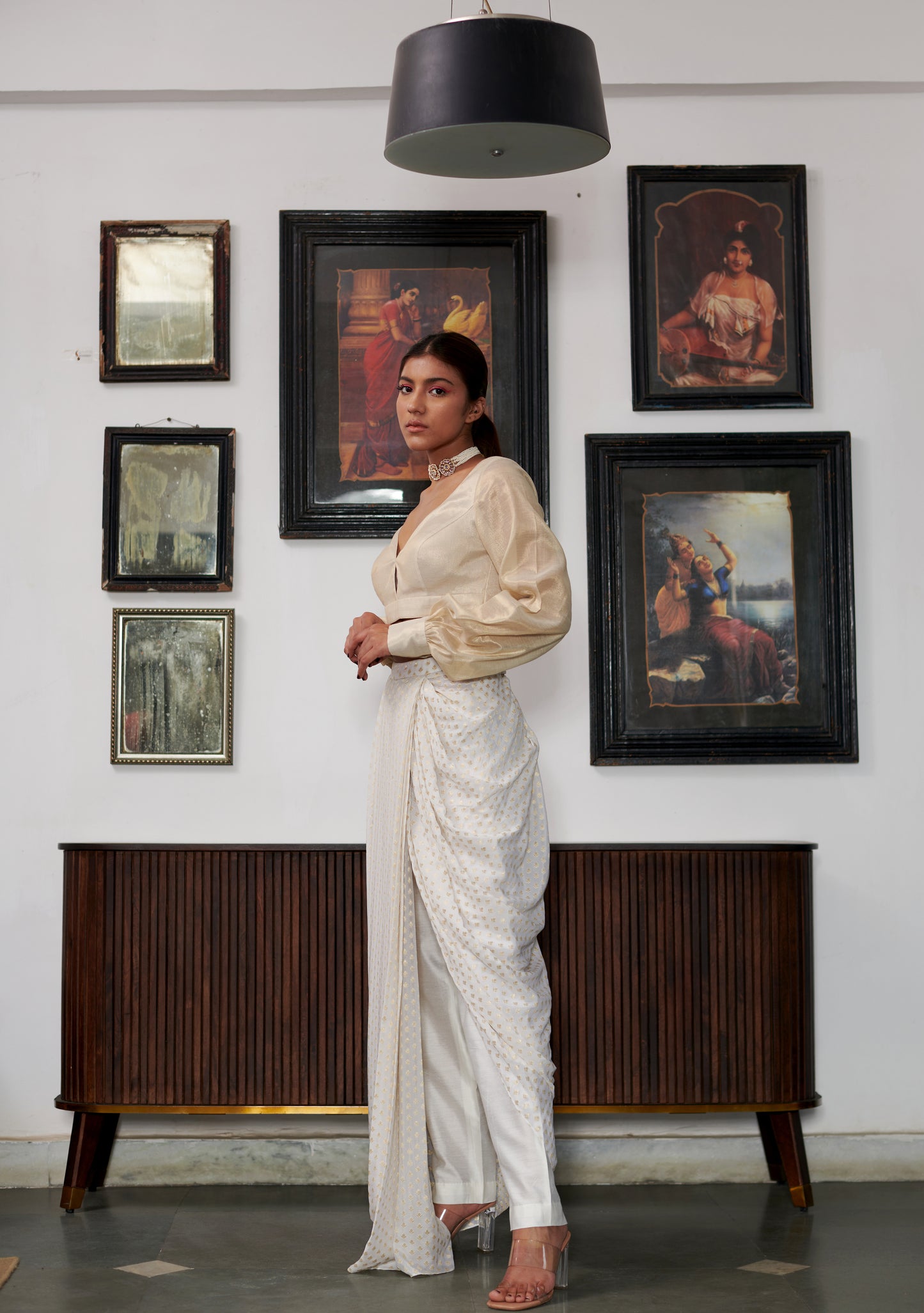 Moonlit Gold Dhoti Skirt Set