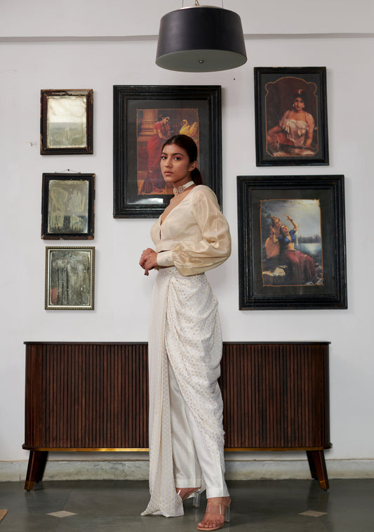 Moonlit Gold Dhoti Skirt Set