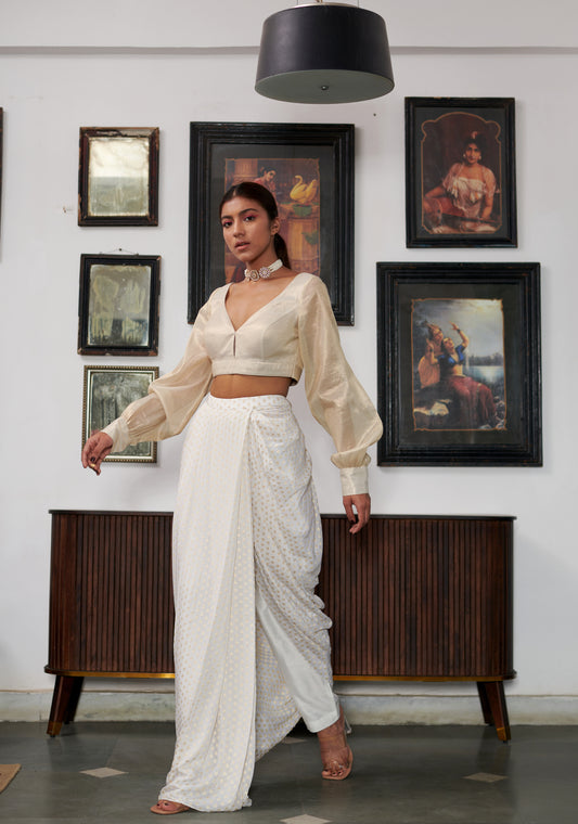 Moonlit Gold Dhoti Skirt Set