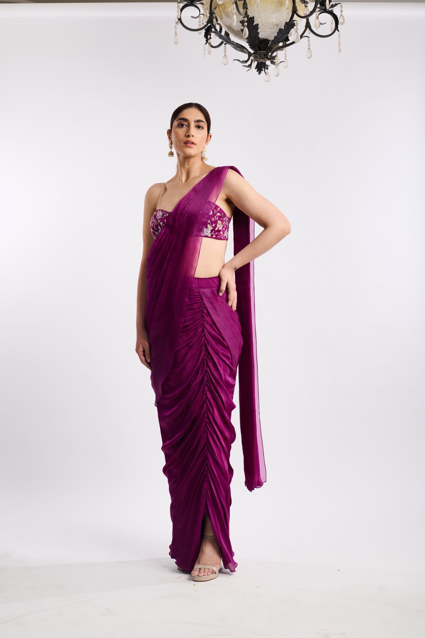 Plum Statement Drape Saree
