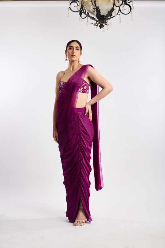 Plum Statement Drape Saree