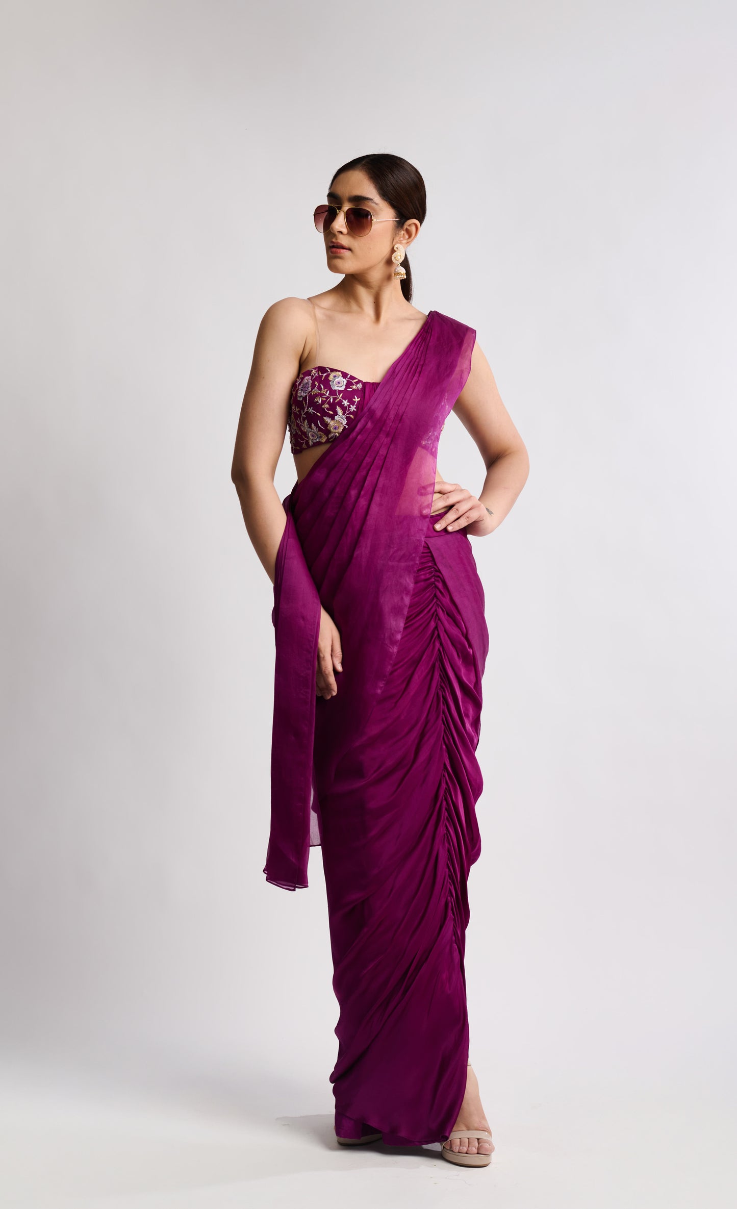 Plum Statement Drape Saree
