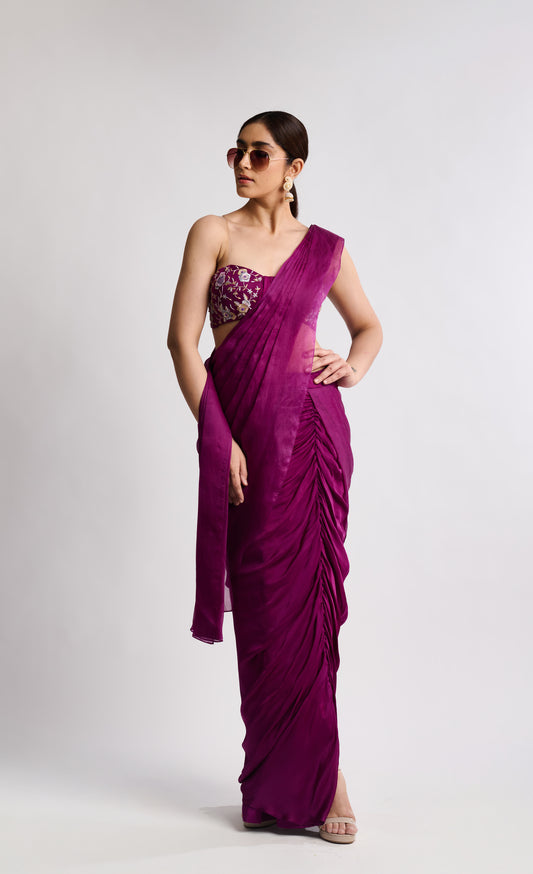 Plum Statement Drape Saree