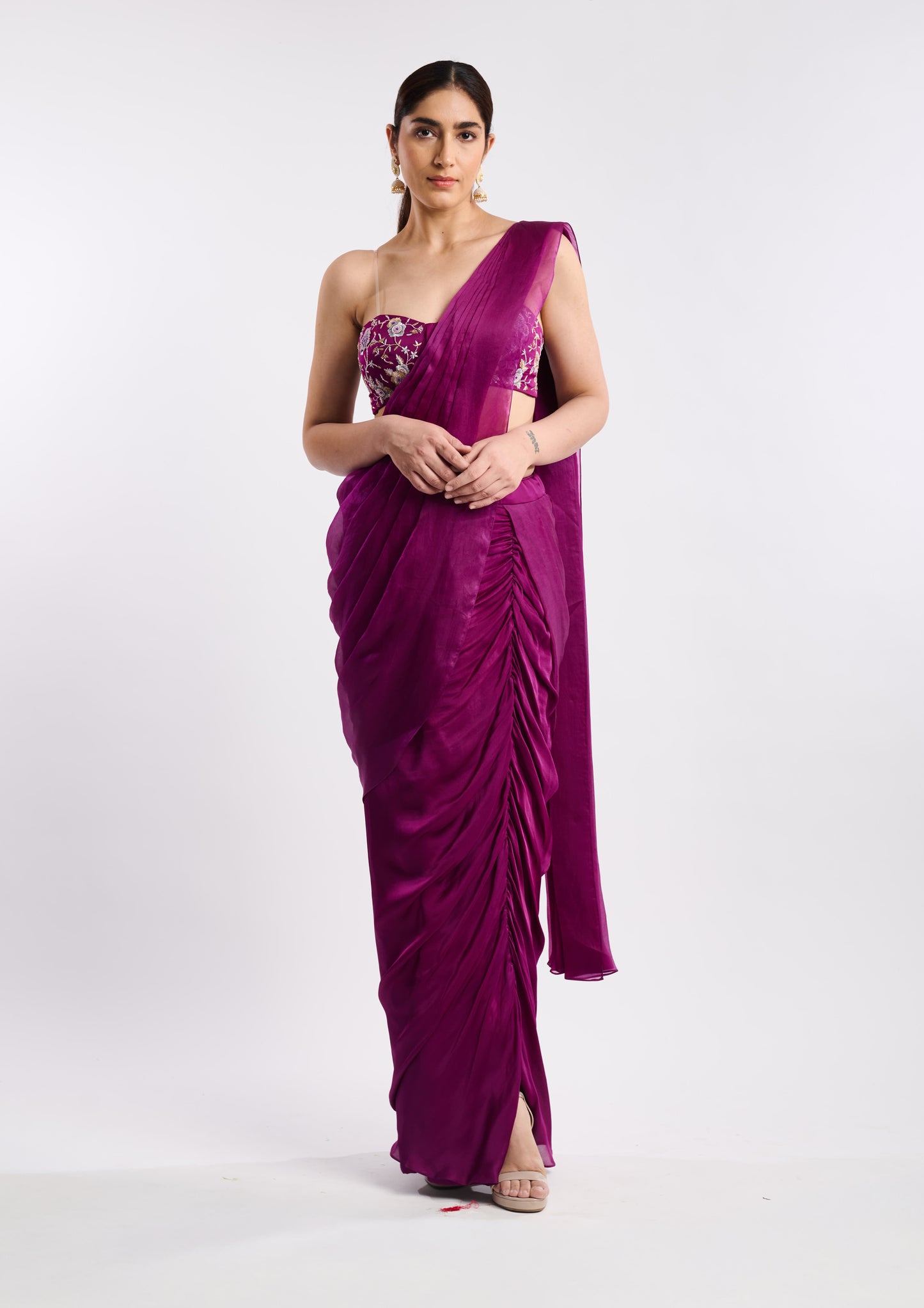 Plum Statement Drape Saree