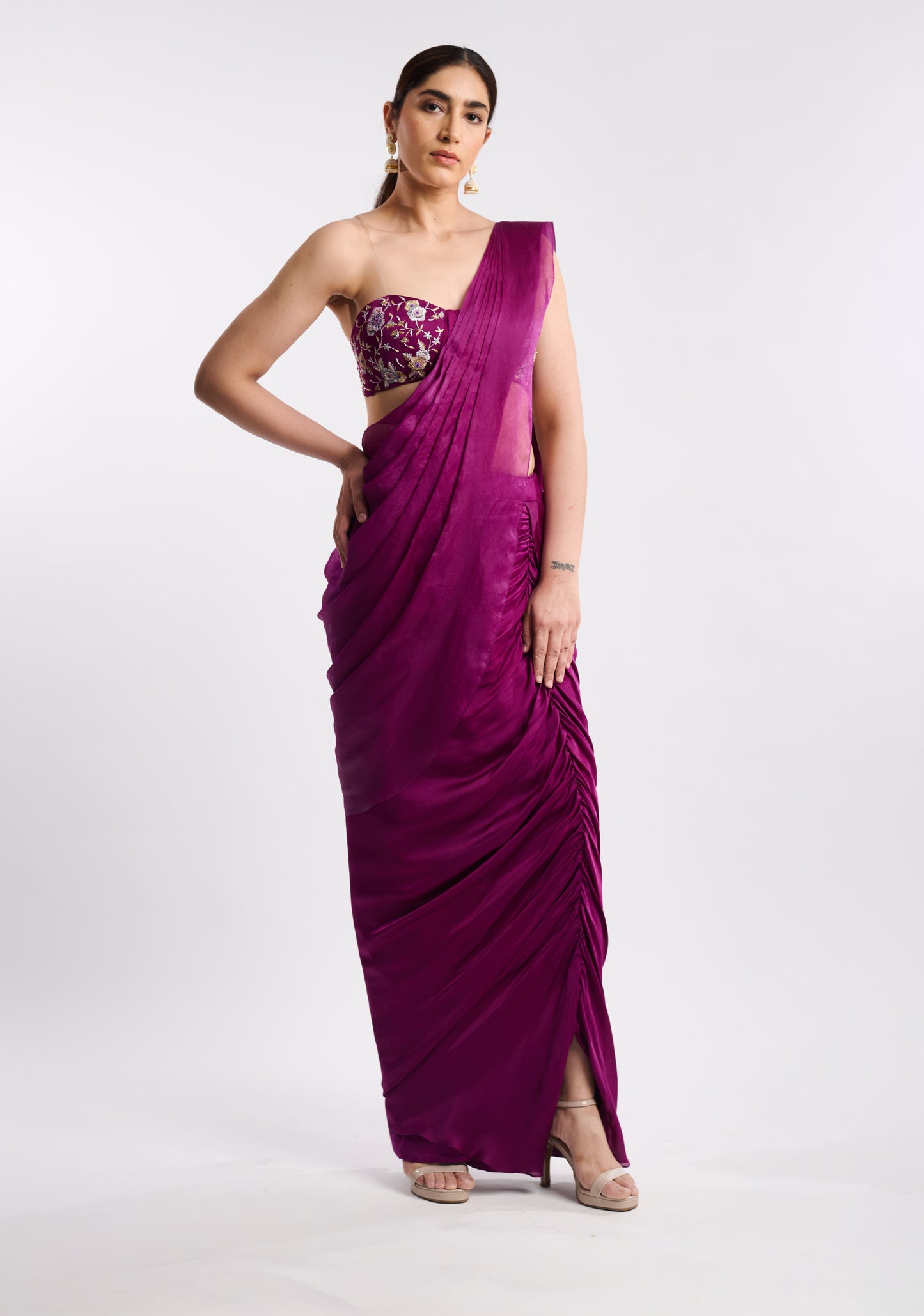 Plum Statement Drape Saree