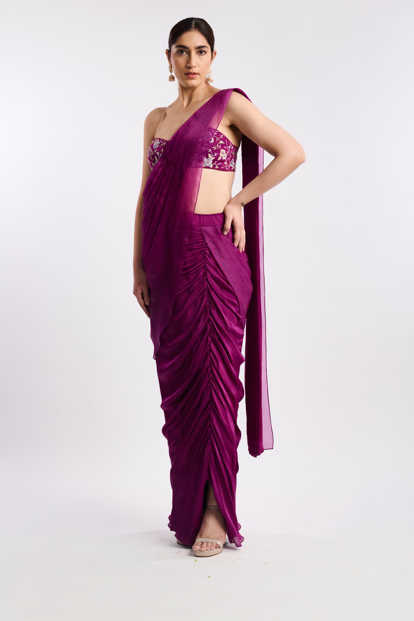 Plum Statement Drape Saree