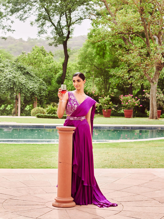 Royal Magenta Drape Saree