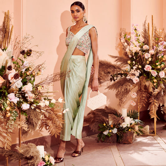 Sage Courtyard Drape Saree