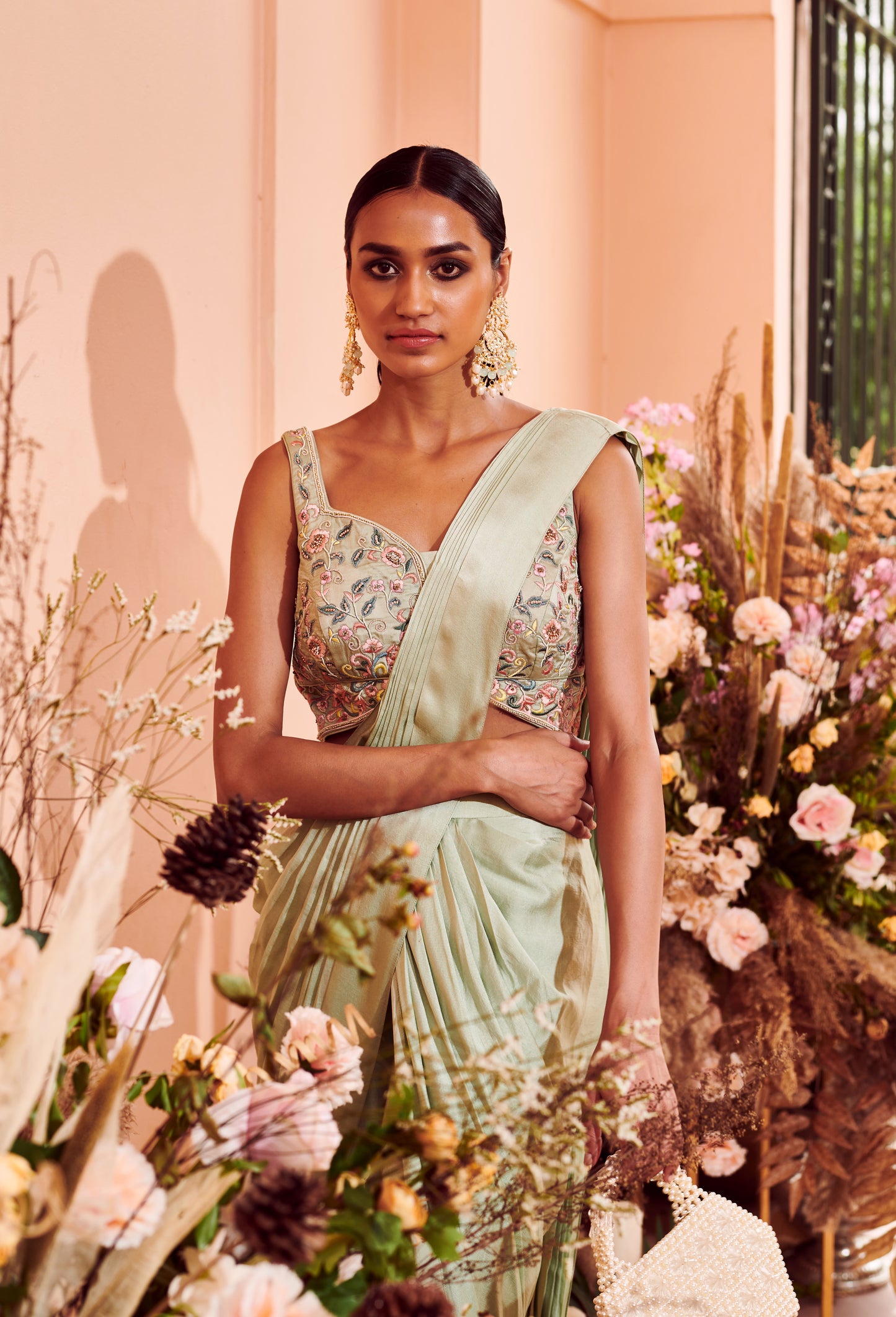 Sage Courtyard Drape Saree