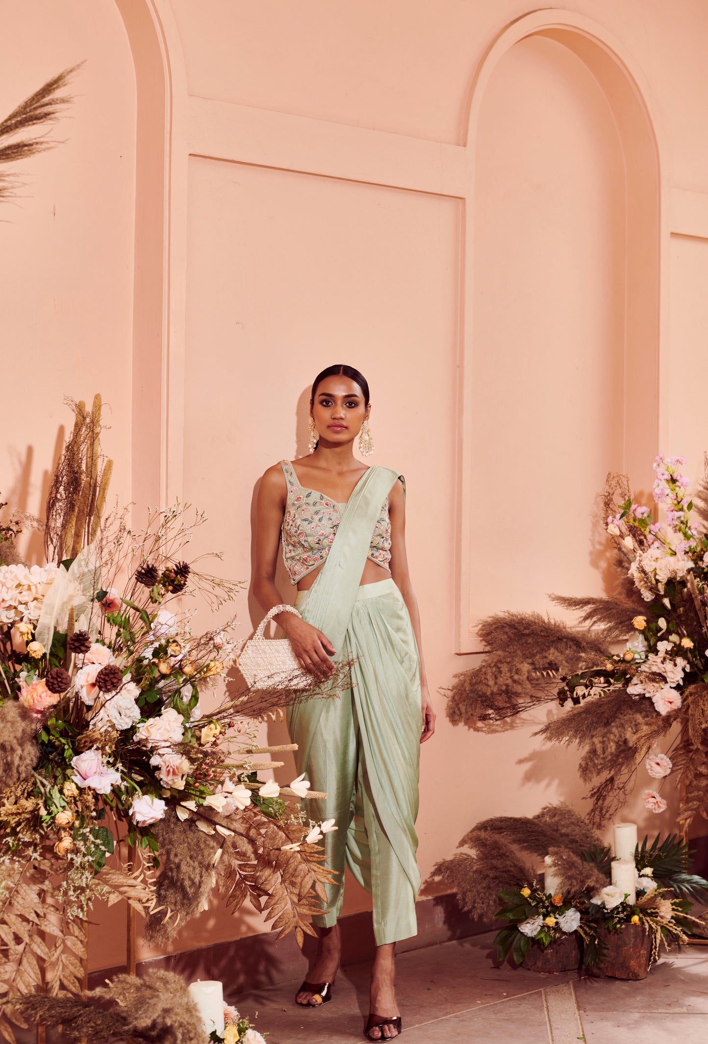 Sage Courtyard Drape Saree