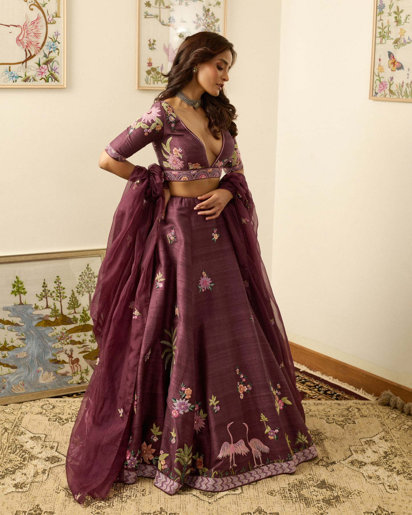 Winterline Stork Lehenga