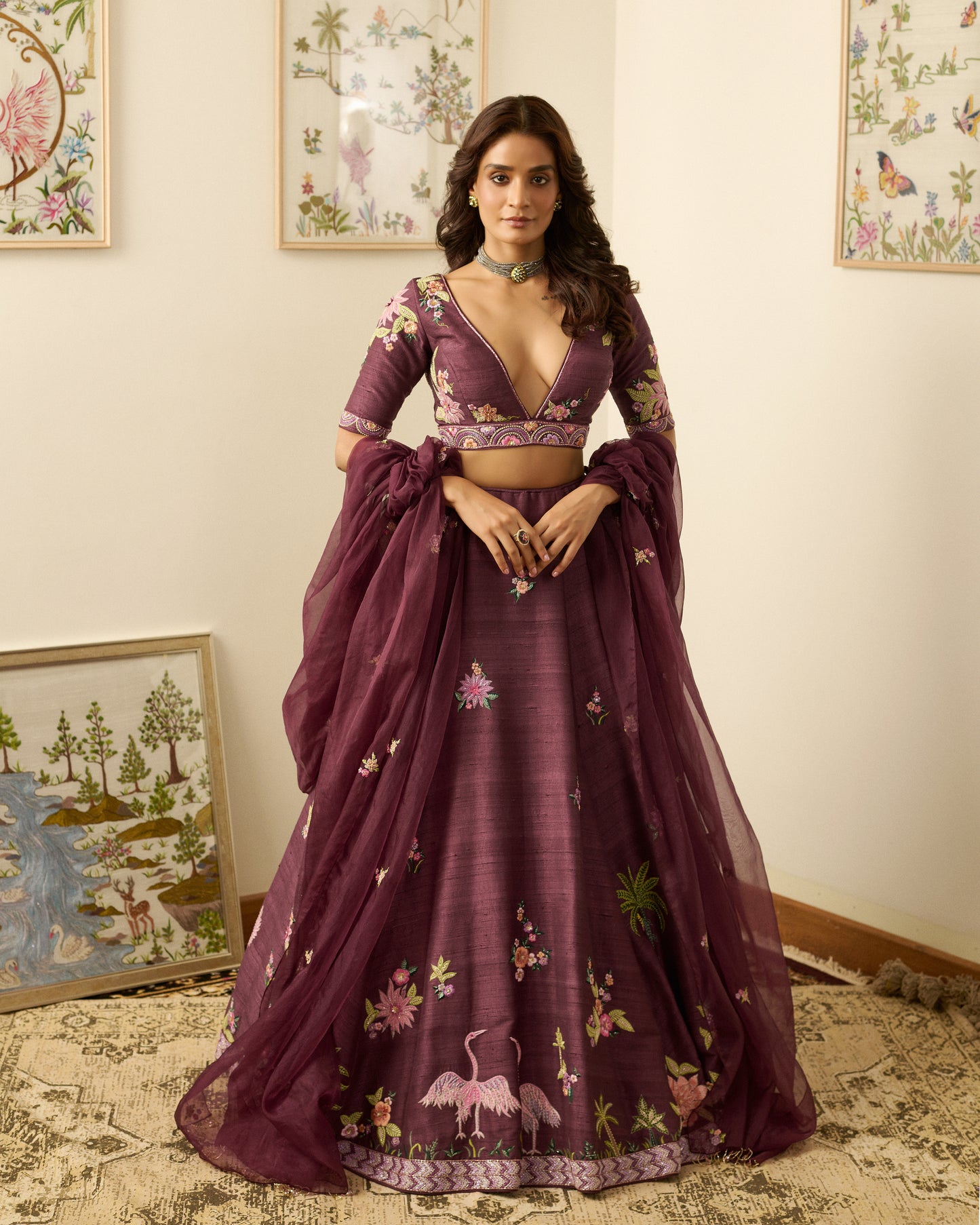 Winterline Stork Lehenga