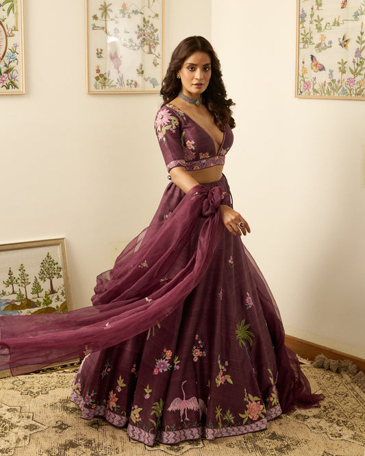Winterline Stork Lehenga